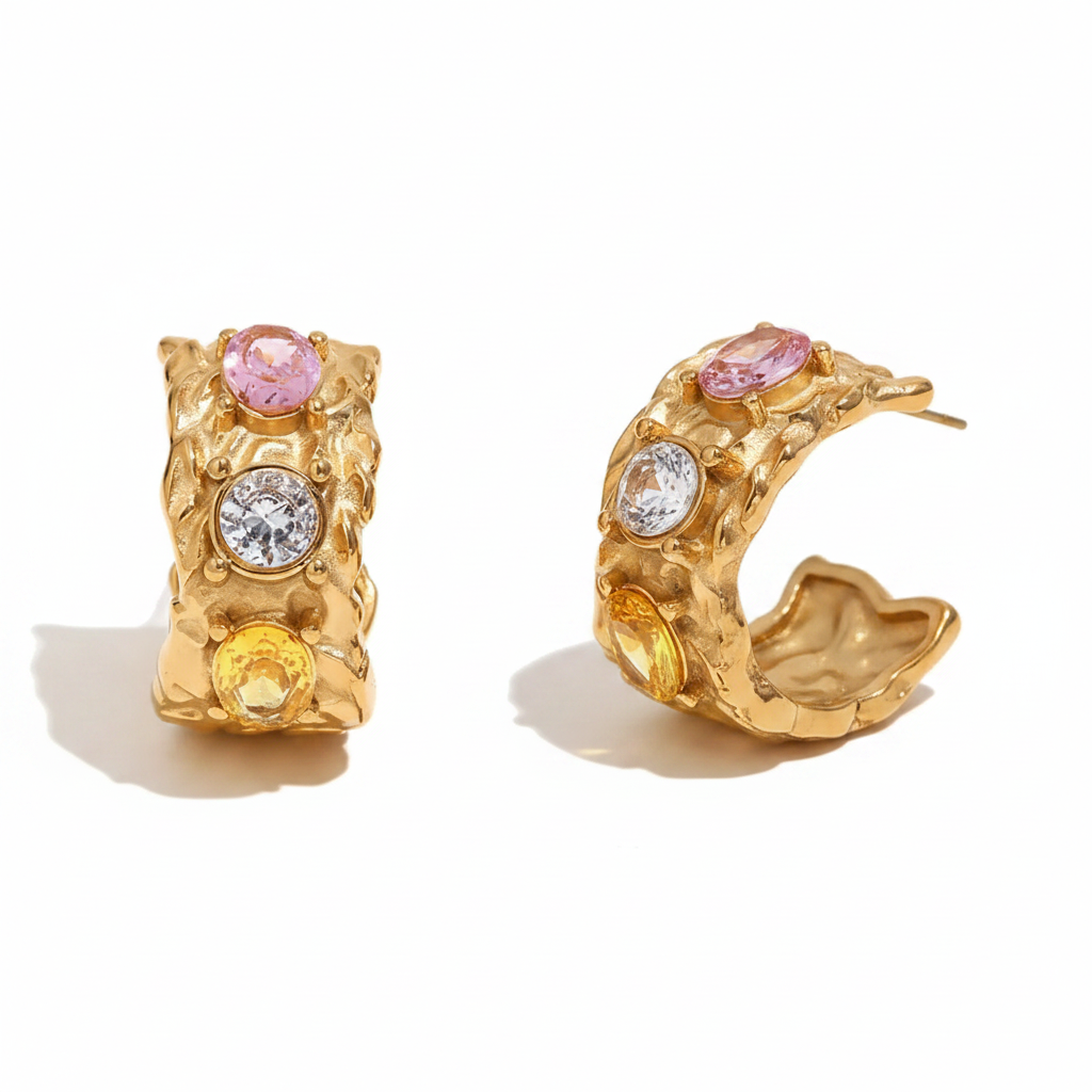 Baroque Radiance Hoop Earrings- multi coloured