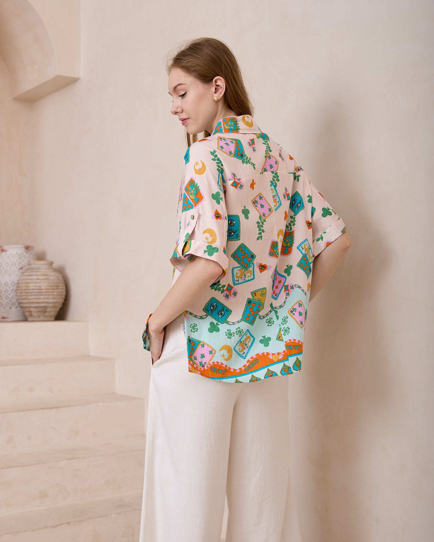 Poker Print Button-Up Shirt