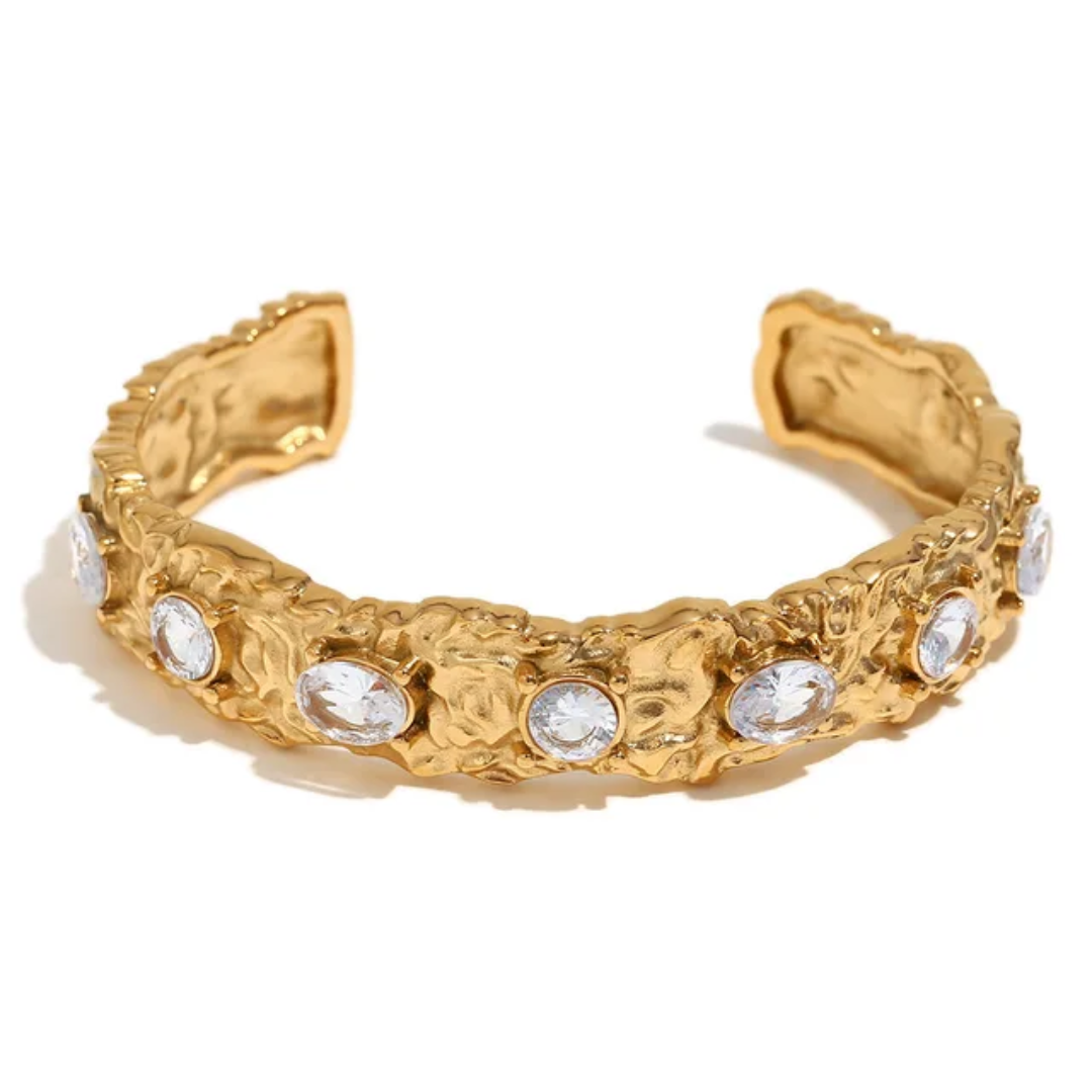 Celestia Baroque Crystal Cuff - crystal clear