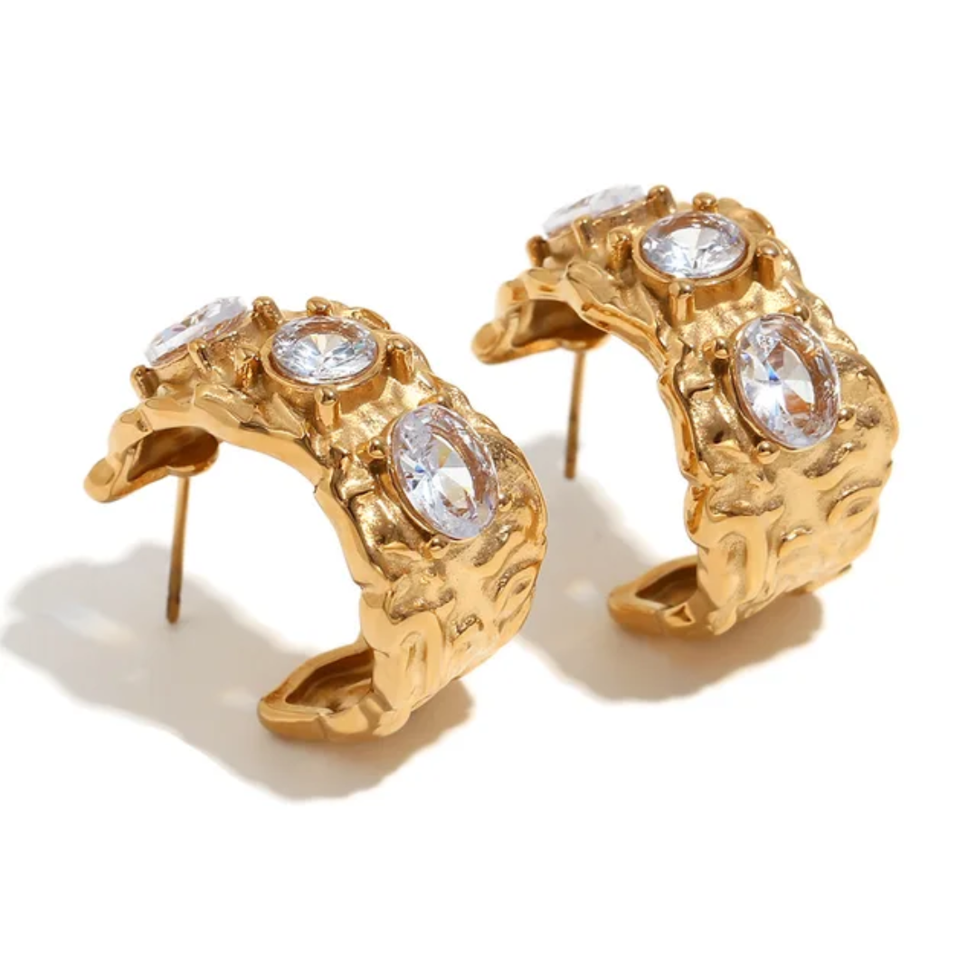 Baroque Radiance Hoop Earrings- clear