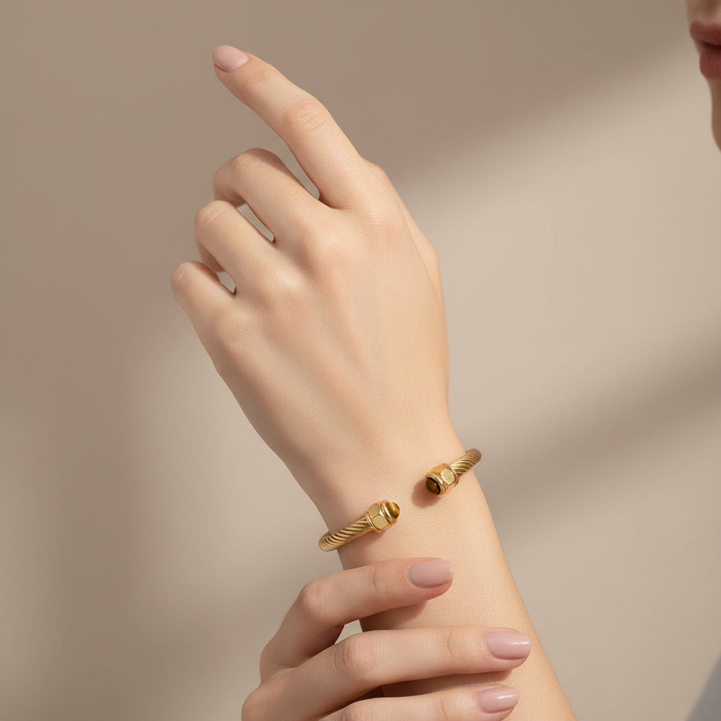Vintage Twist Cuff Bracelet - Brown