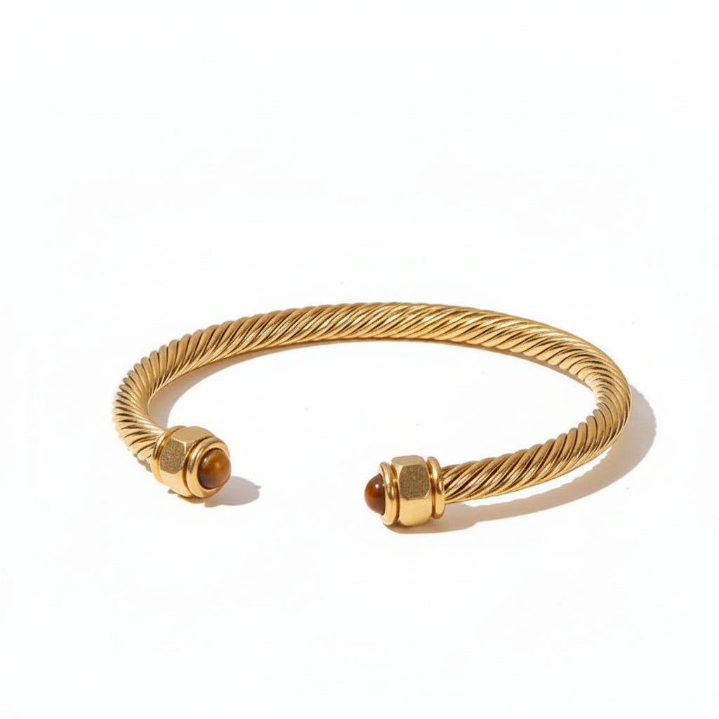 Vintage Twist Cuff Bracelet - Brown