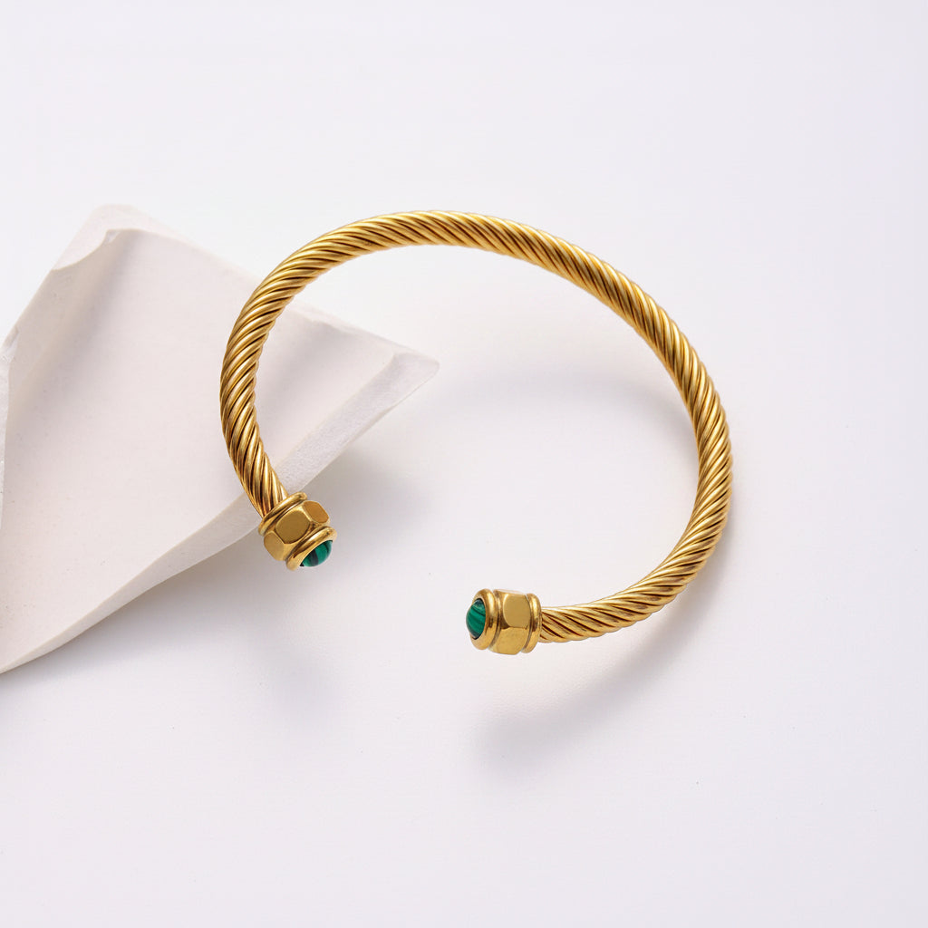 Vintage Twist Cuff Bracelet - Green